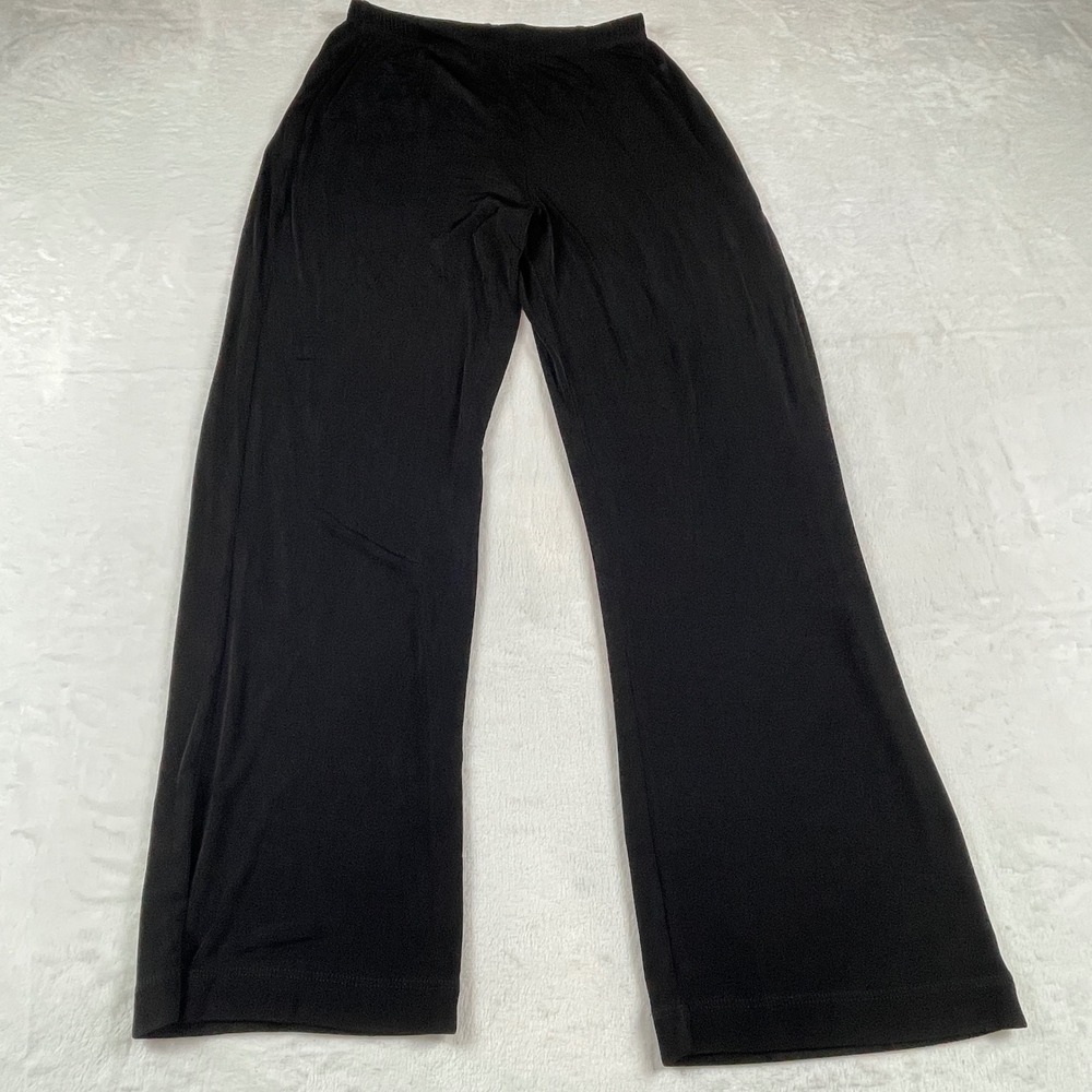 Chicos‎ Travelers Black Wide Leg Pants Size 1 Short High Rise Pull On Elastic